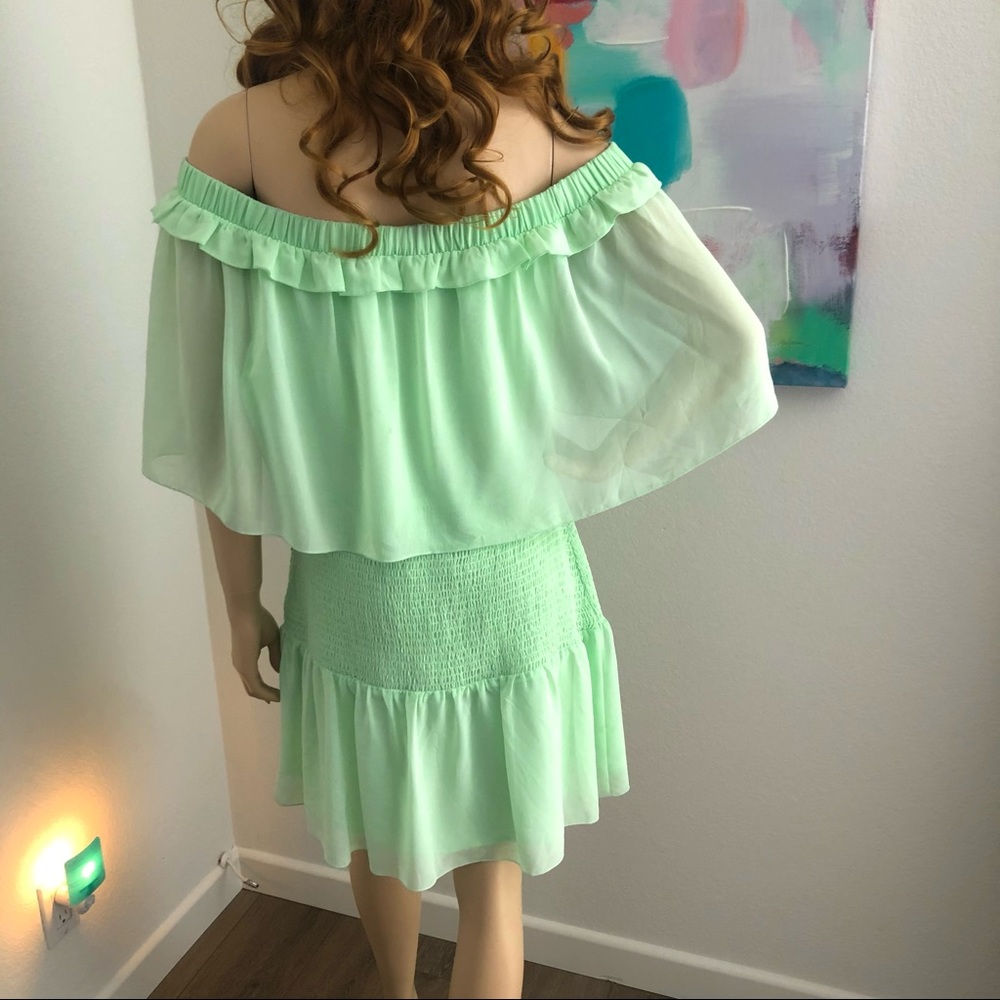 Marciano Mint Color Off the Shoulder Ruffle Dress - Picture 3 of 9